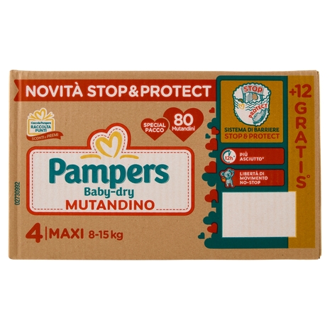 Pampers Baby-dry Mutandino Maxi 80 + 12 pz